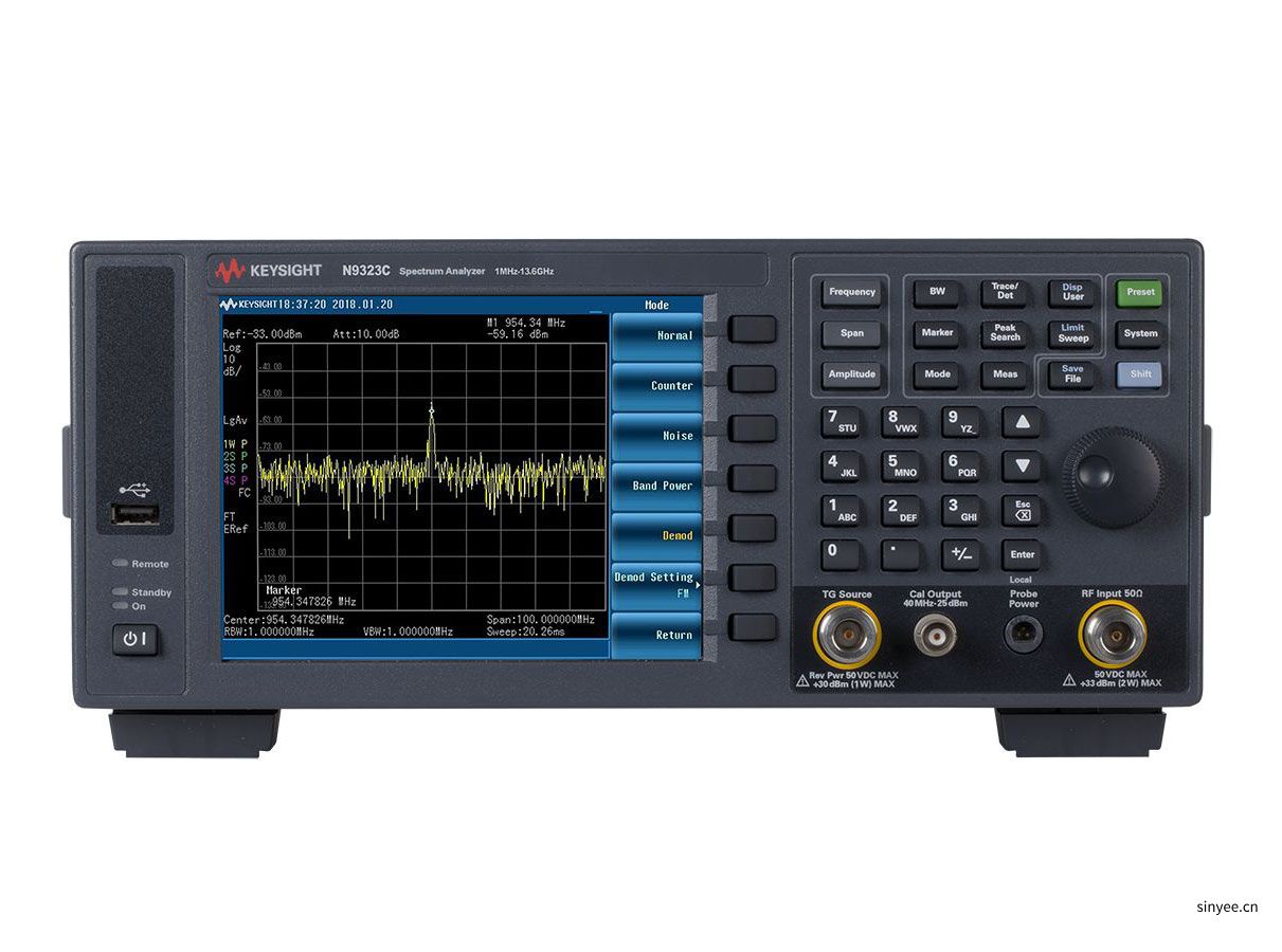 是德 N9323C基礎(chǔ)頻譜分析儀提供1MHz至13.6GHz快速射頻頻譜分析